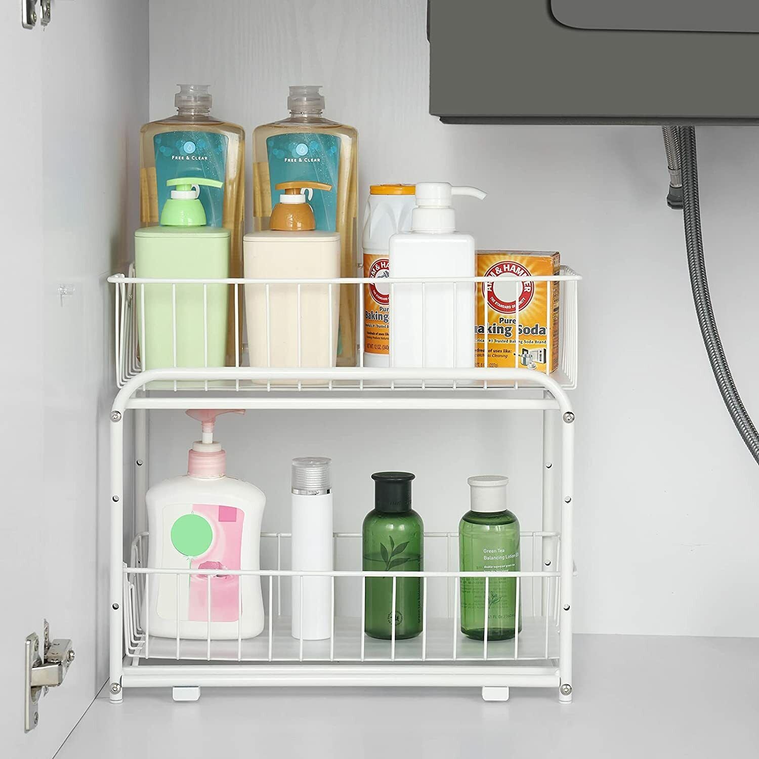 2-Tier Under Sink Organizer with Sliding Drawers – Pull Out Cabinet Storage Rack