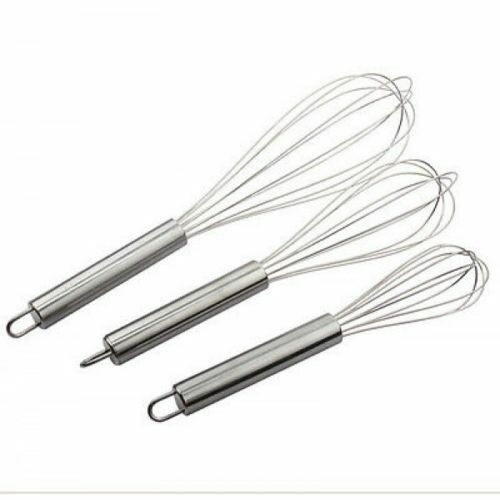 3-Piece Stainless Steel Balloon Whisk Set – Professional Wire Egg Beaters for Baking & Cooking