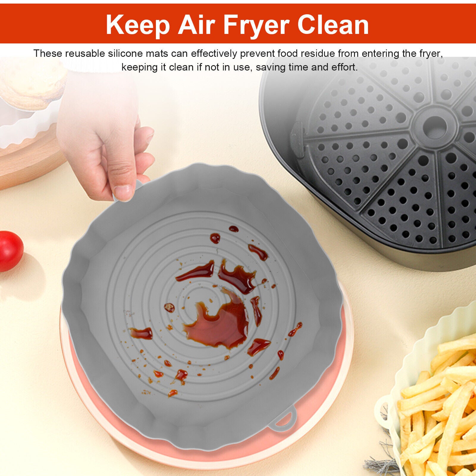 2 Pcs Air Fryer Silicone Pot Baskets Liners, Non-Stick & Oven Safe