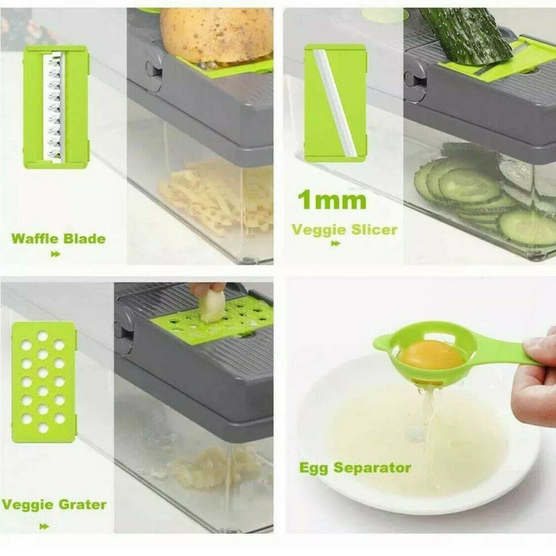 15-In-1 Vegetable Fruit Chopper, Cutter, Veggie Dicer Slicer 15-in-1 Vegetable Chopper & Mandoline Slicer – Onion Dicer Cutter with Container Container