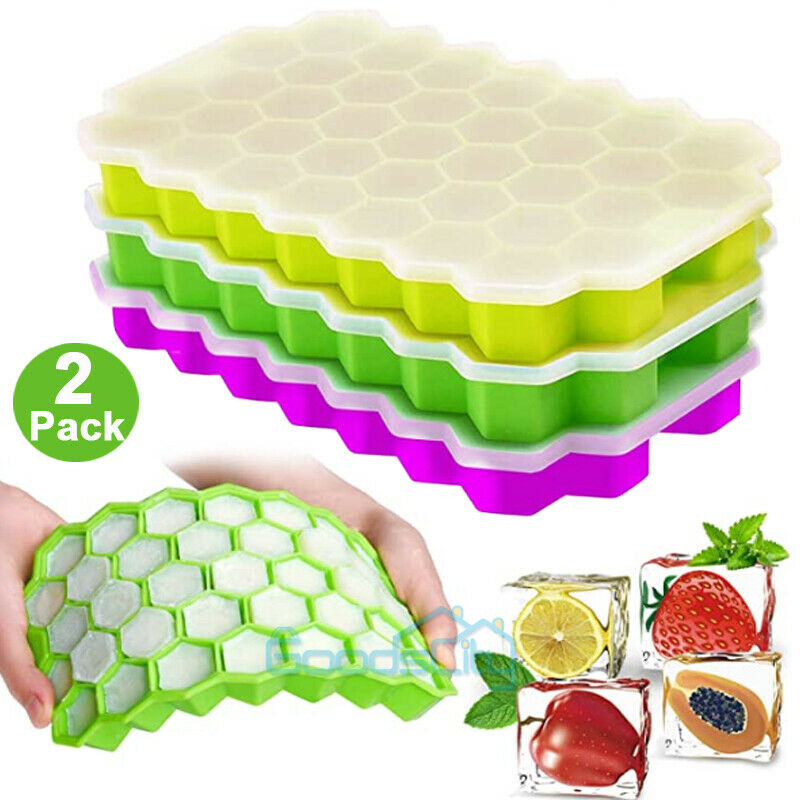 74 Case Silicone Ice Cube Tray With Lids 2-Pack