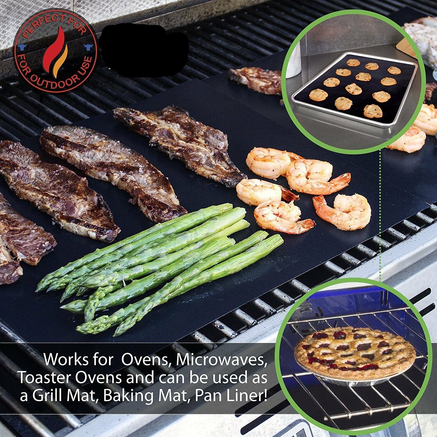 2-Pack Heavy Duty Nonstick Oven Liners – Reusable BPA Free Oven Mat & Spill Protector