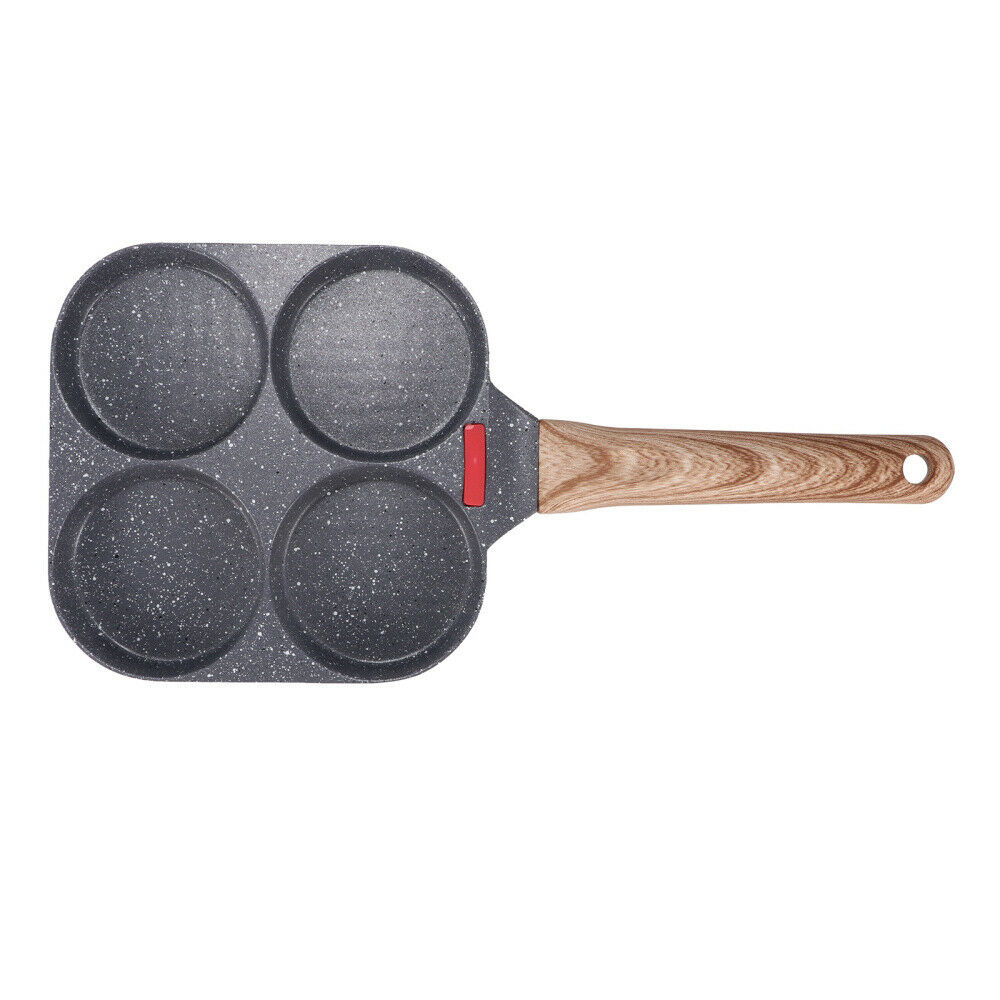 4 Hole Omelet Pan- Burger, Egg, Ham, Pancake Maker With Free Brush & Spatula