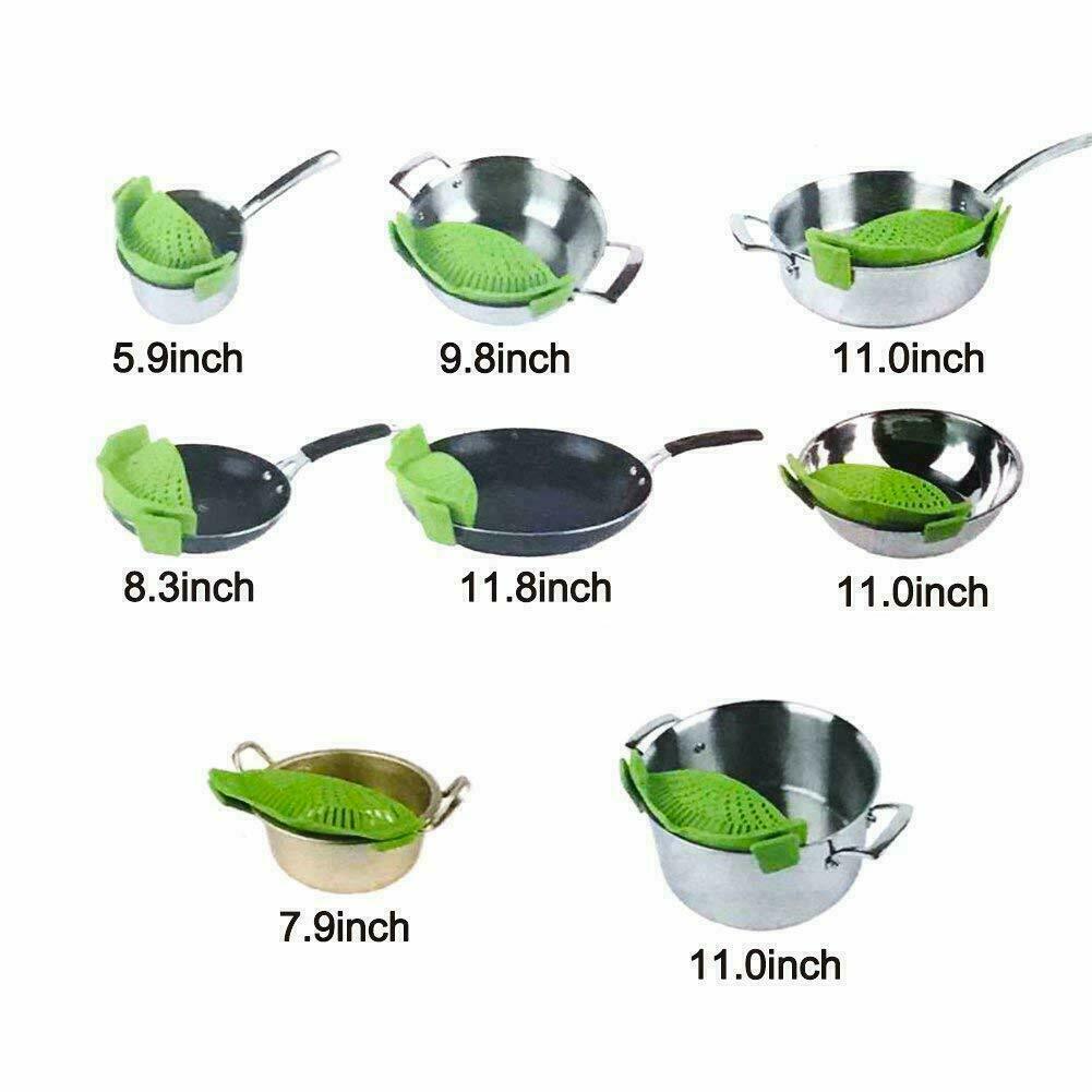 3-Pack Snap-On Silicone Strainer – Heat Resistant Clip-On Colander for Pots & Pans