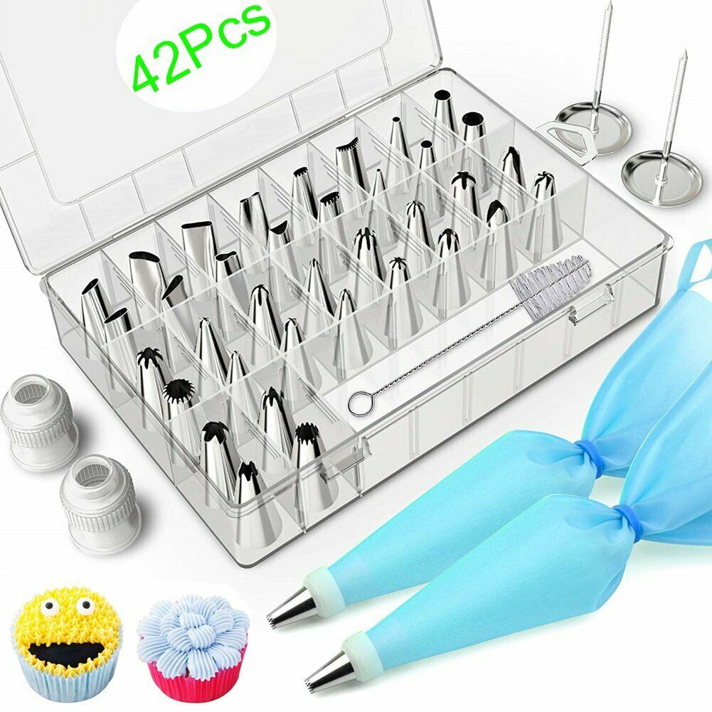 42-Piece Cake Decorating Kit – Stainless Steel Icing Piping Tips & Pastry Nozzles Set