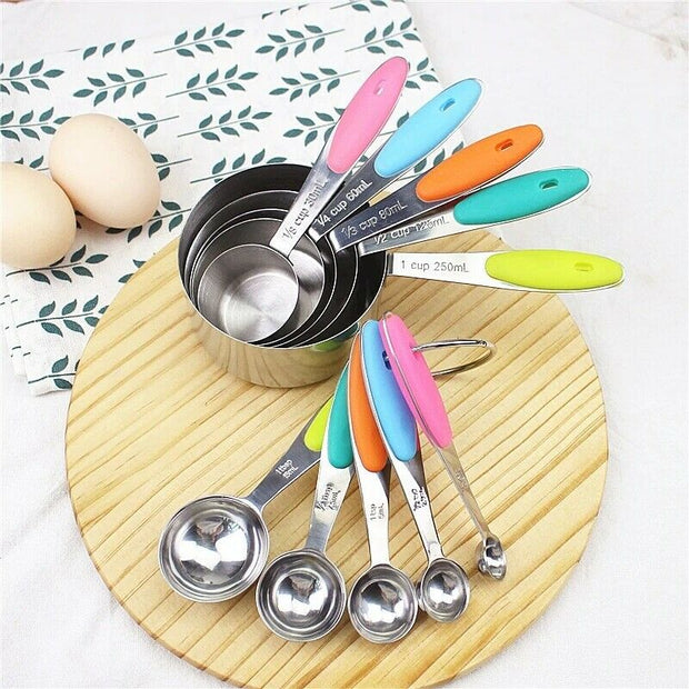 10PCS Stainless Steel Measuring Cups and Spoons Set