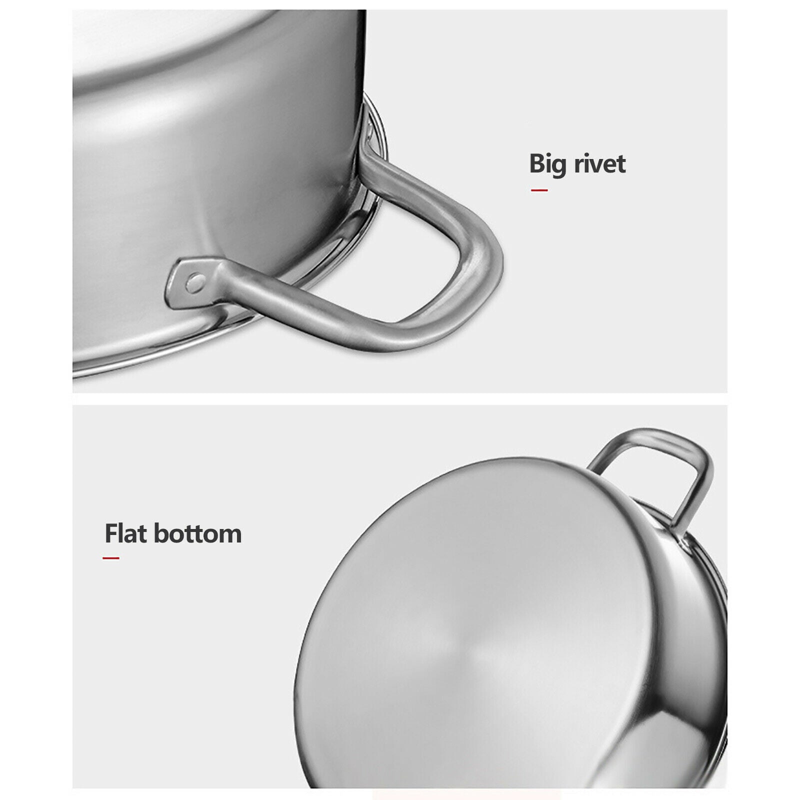 Stainless Steel Shabu Shabu Hot Pot with Divider, Lid & Ladles