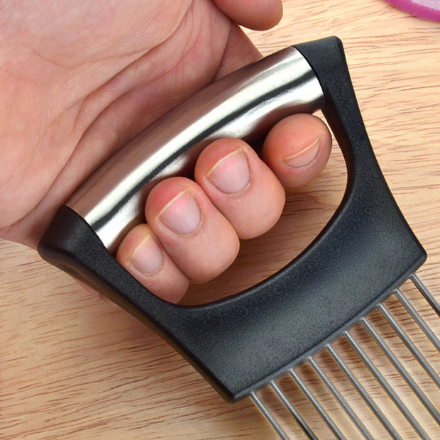 Food Slice Assistant - Non Slip, Stainless Steel Vegetable Holder, Slicer
