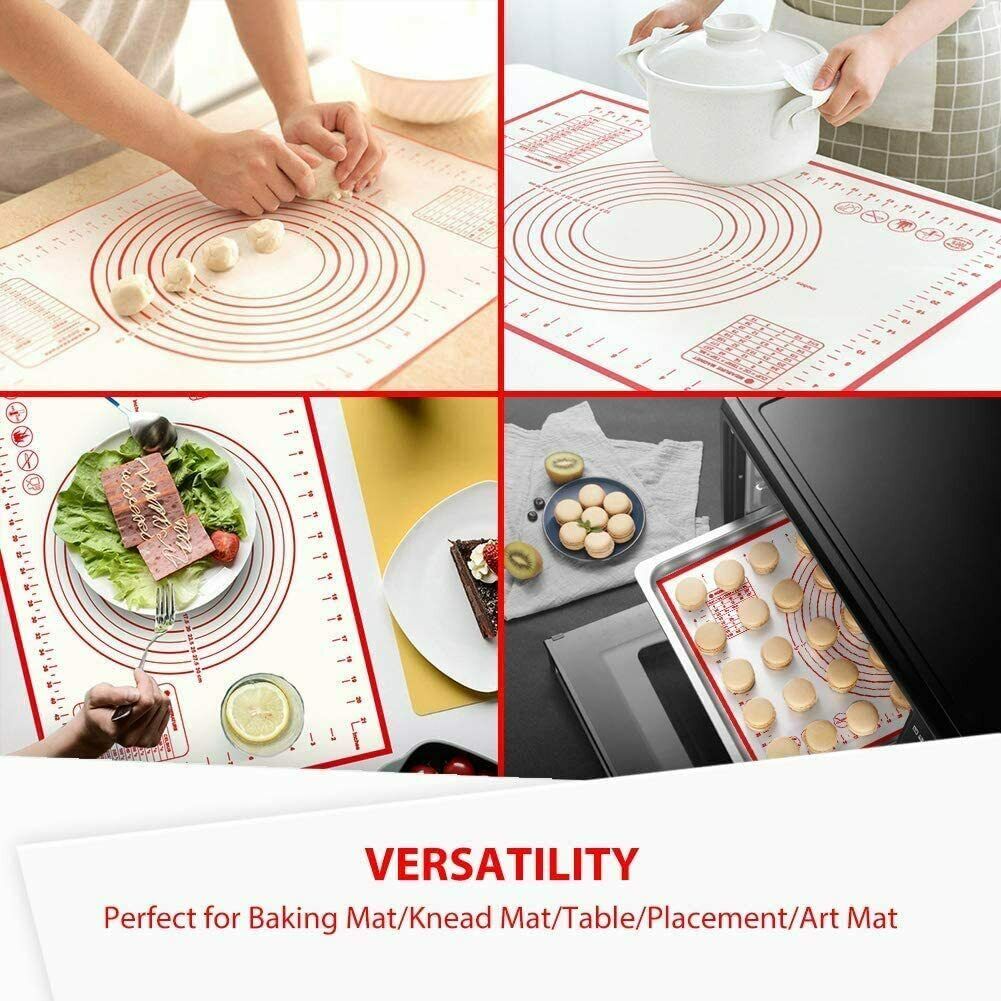 2-Pack Silicone Pastry Baking Mats – Non Slip Nonstick Dough Rolling Mats with Measurements