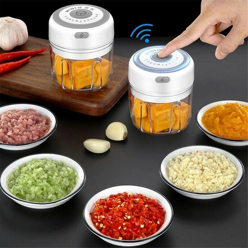 Electric 300ML Garlic Press, Meat Mincer, Blender And Mixer With 100ML Cup  Free