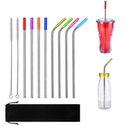 8 Pcs Stainless Steel Metal Drinking Reusable Straws + Cleaner Brush Kit