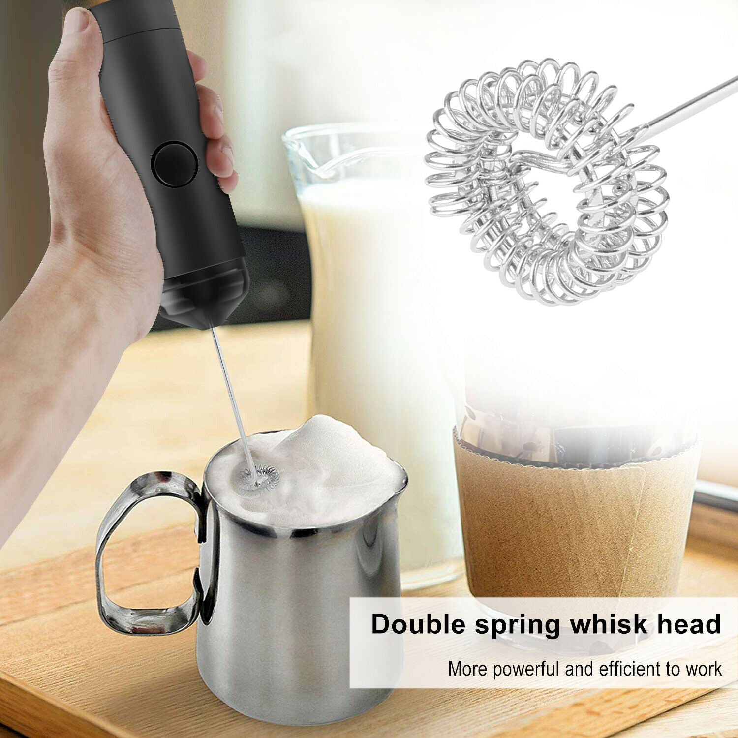 USB Rechargeable Milk Frother Wand – 3-Speed Handheld Coffee Foam Maker & Egg Beater