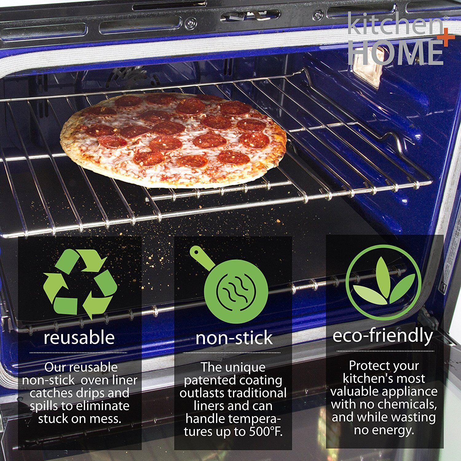 2-Pack Heavy Duty Nonstick Oven Liners – Reusable BPA Free Oven Mat & Spill Protector