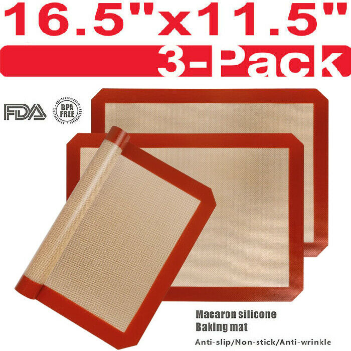 3-Pack Silicone, Nonstick, Heat Resistant, Baking Oven Mats
