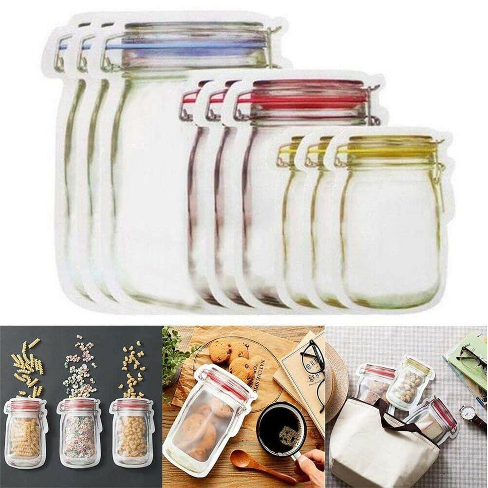 10/20/30/50/100 Mason Jar, Zipper, Re-Usable, Food Storage, Clear Ziplock Bags