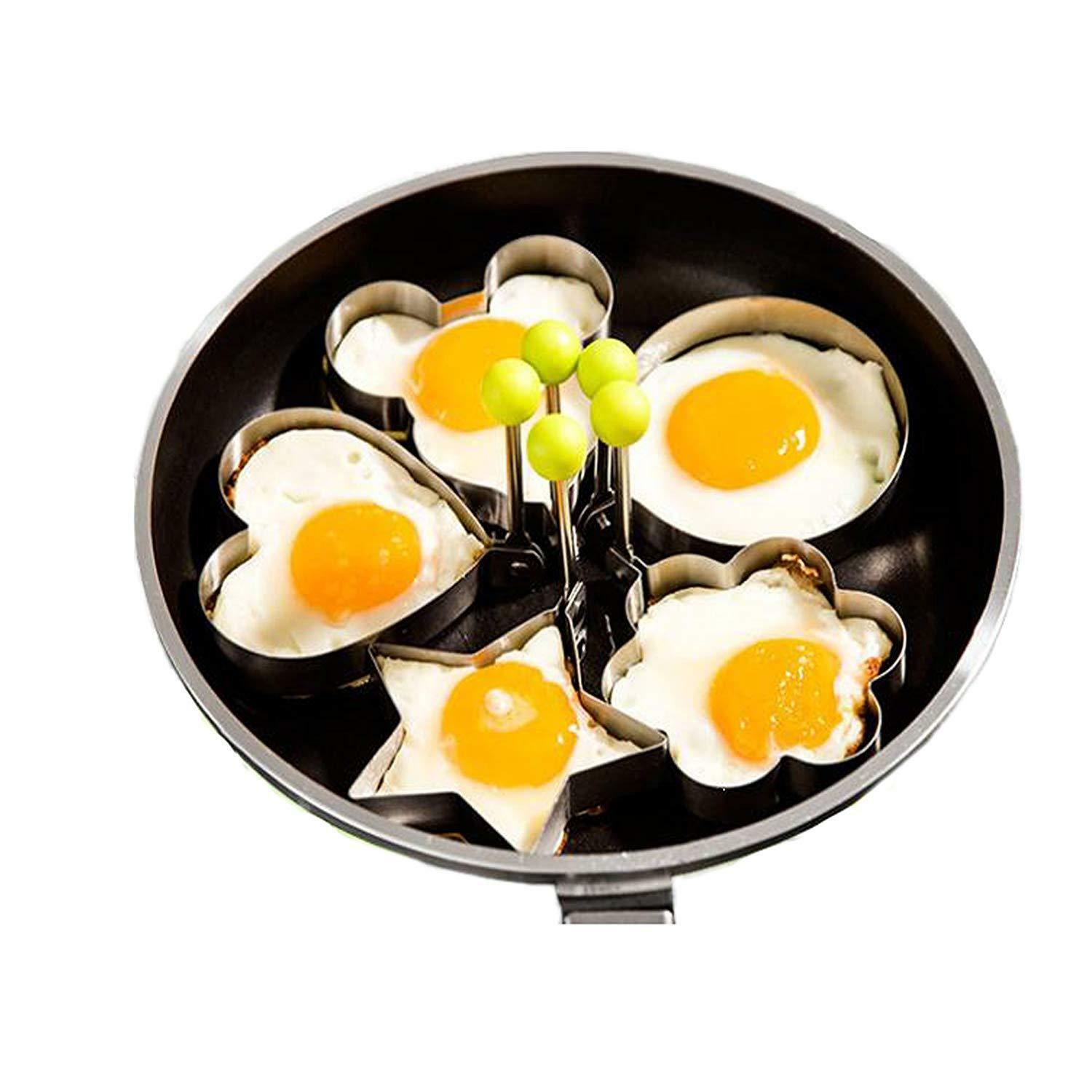 5-Piece Nonstick Egg Ring Mold Set – Stainless Steel Pancake & Breakfast Sandwich Cooker