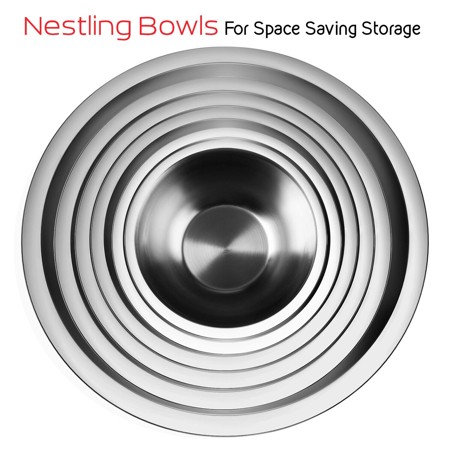 14-Piece Stainless Steel Mixing Bowls Set – Nesting Bowls with Measuring Cups & Spoons