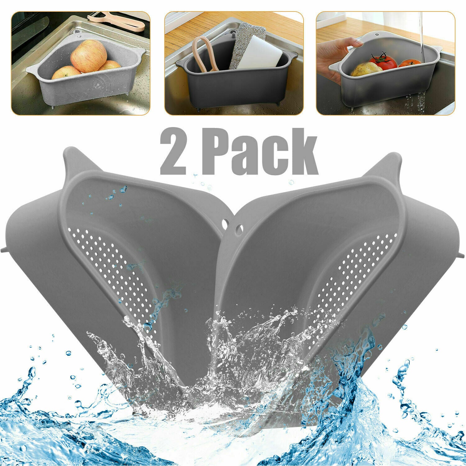 2PC Sink Drain Filter, Sponge Storage, Strainer, Basket And Organizer