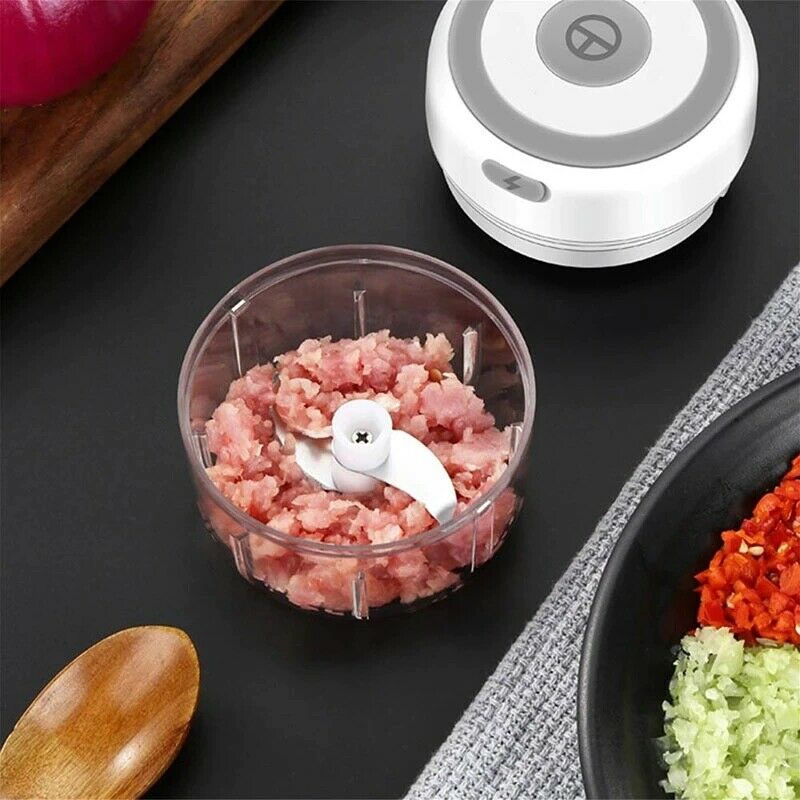 Electric Mini Food Chopper & Garlic Mincer – USB Rechargeable Vegetable Onion Meat Grinder