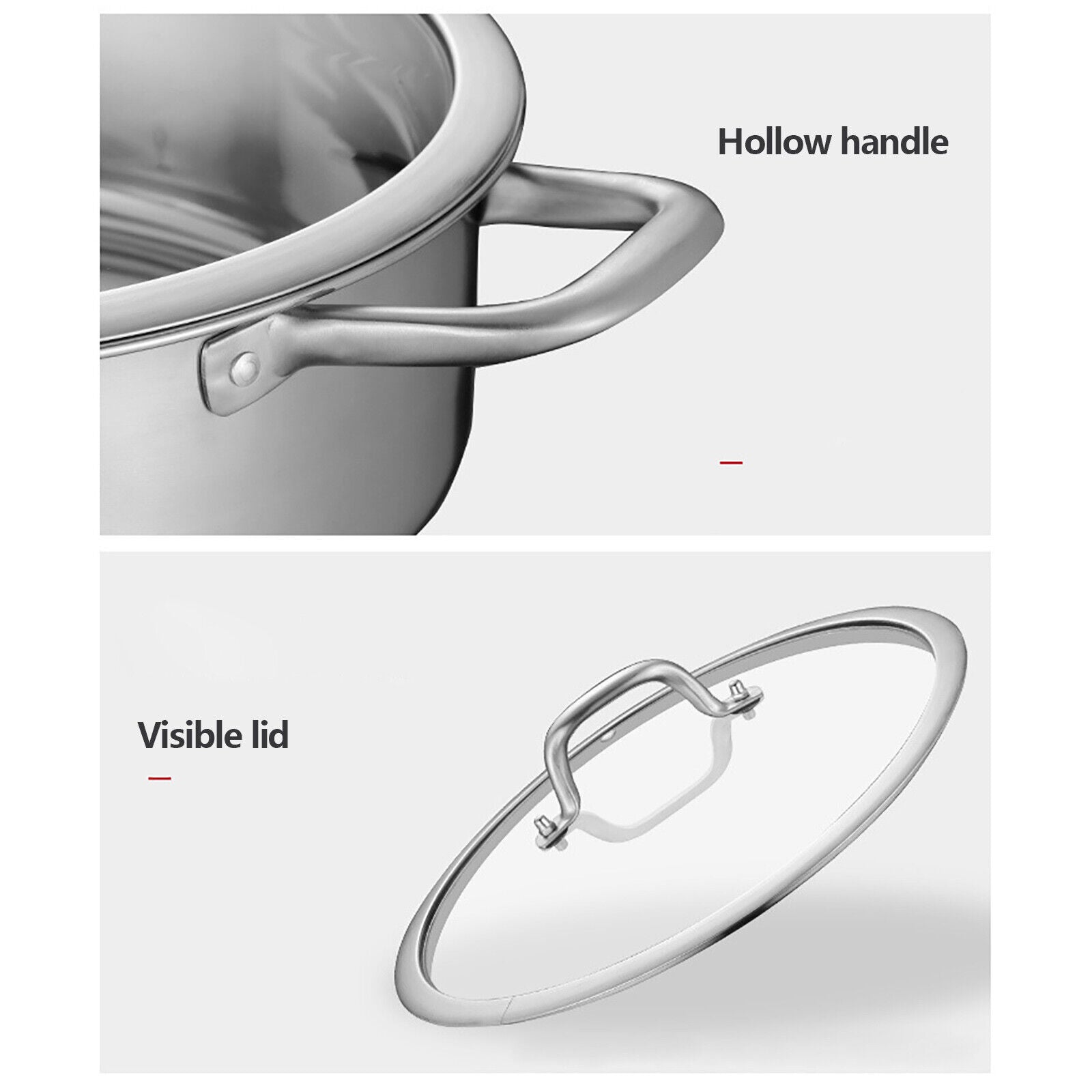 Stainless Steel Shabu Shabu Hot Pot with Divider, Lid & Ladles