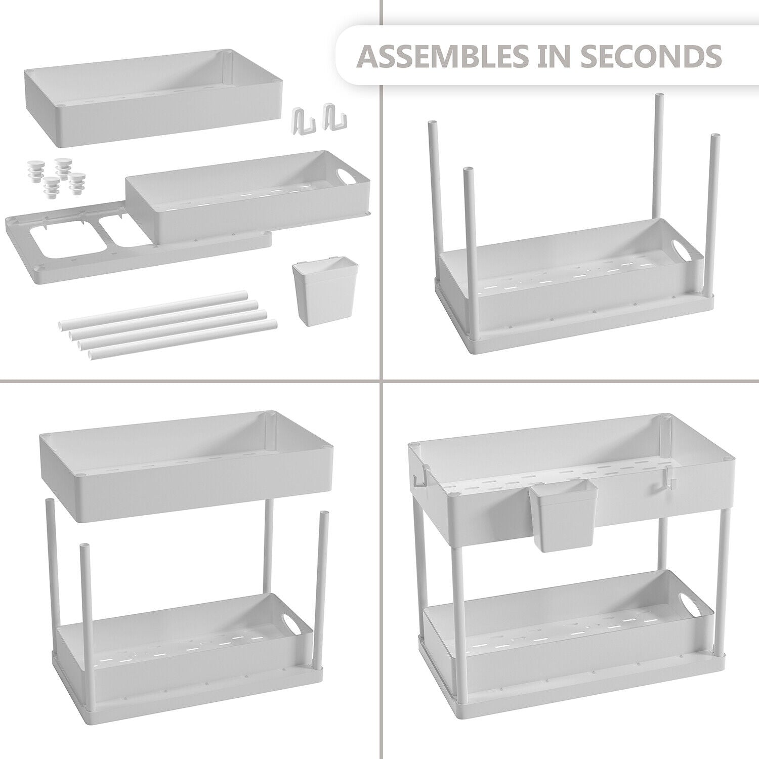 1 Pack or 2 Pack Under Sink Organizers with 2 Tier Sliding Drawers