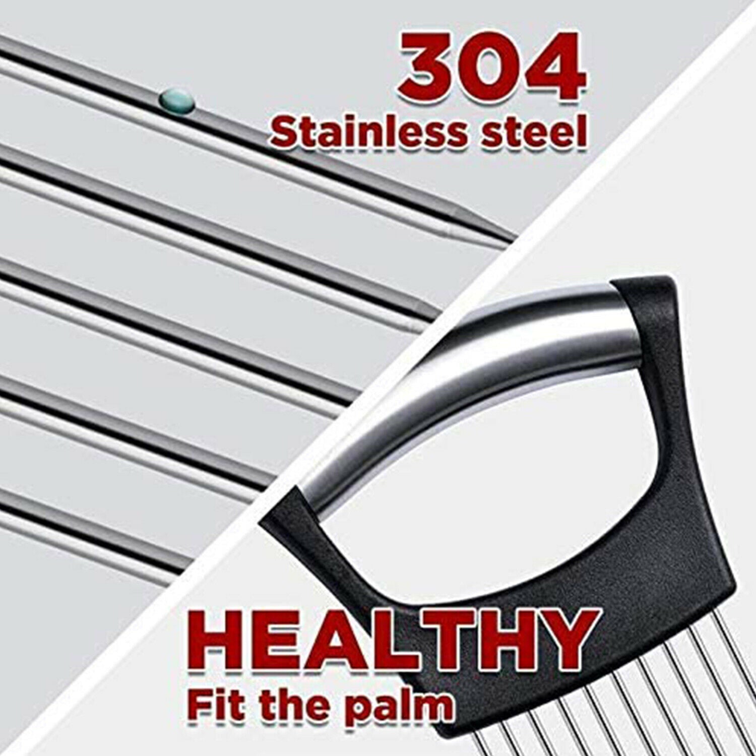 Stainless Steel Onion Holder & Vegetable Slicer – Non Slip Tomato Cutter Food Slicing Assistant