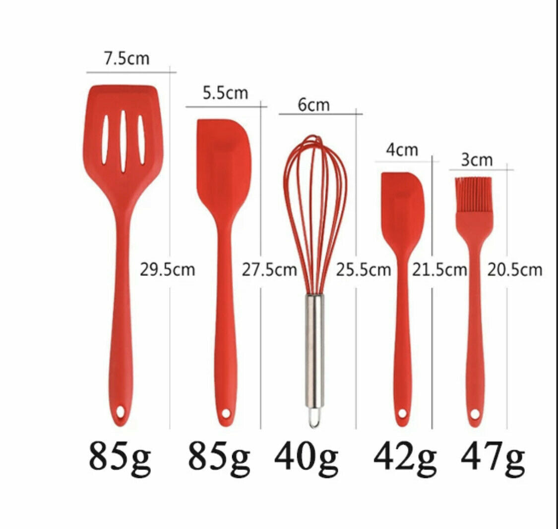 5-Piece Silicone Spatula Set – Heat Resistant Nonstick Kitchen & Baking Utensils