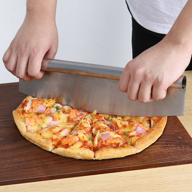 14" Pizza Cutter Sharp Rocker Blade Heavy Duty Stainless Steel Slicer With Cover