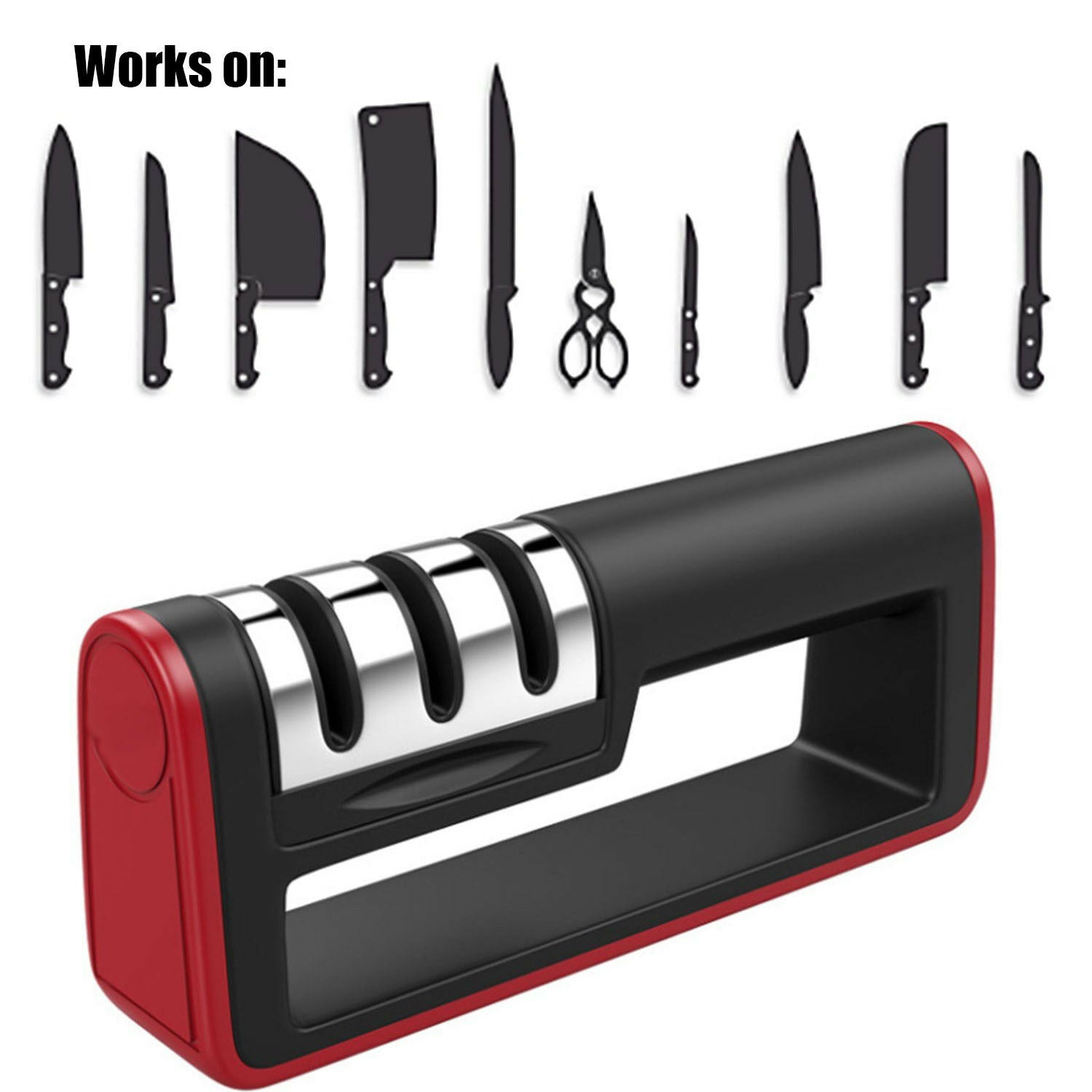 Professional 3-Stage Knife Sharpener – Tungsten Carbide Kitchen Knife Sharpening Tool