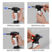 Refillable Butane Kitchen Torch Lighter, Fit All Butane Tanks Blow Torch with Safety Lock and Adjustable Flame for Desserts.