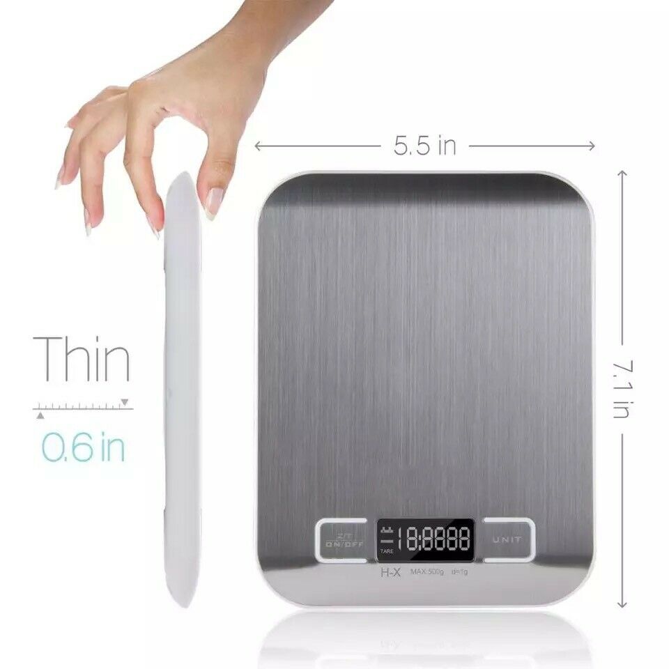 Digital Kitchen Food Scale – 11 lb Stainless Steel Electronic Weight Scale for Cooking & Baking