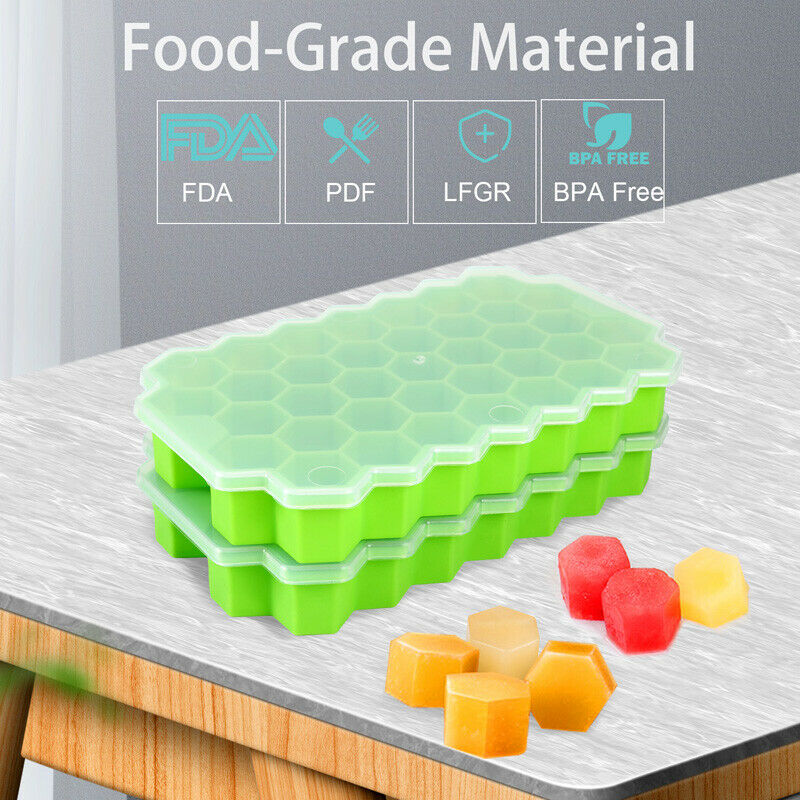 74 Case Silicone Ice Cube Tray With Lids 2-Pack