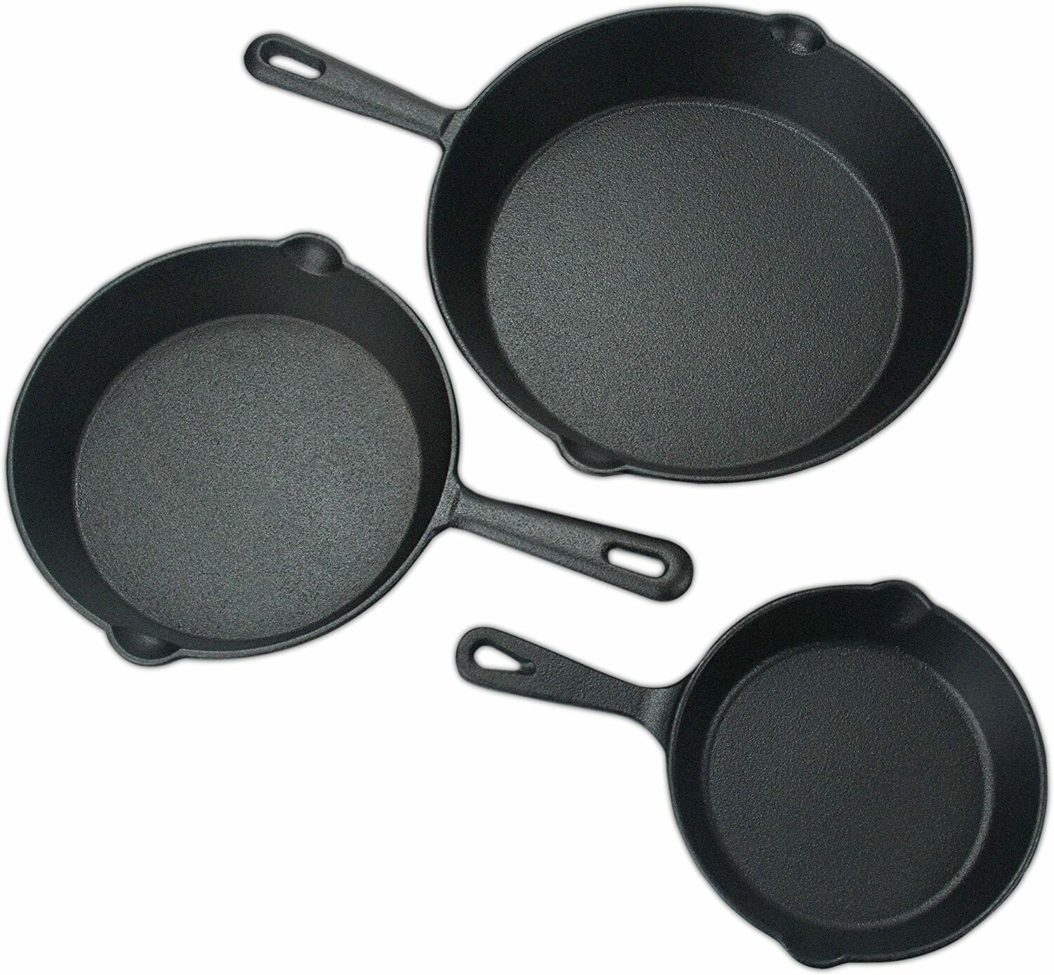 3-Piece Pre-Seasoned Cast Iron Skillet Set – 6”, 8” & 10” Frying Pans for Cooking