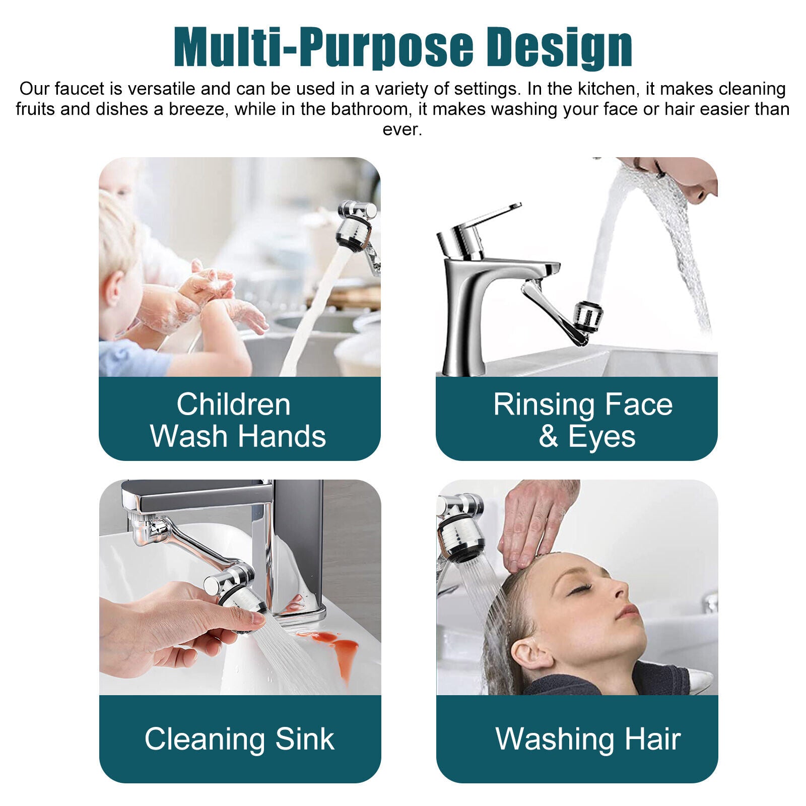 2-Pack 1080° Swivel Faucet Aerator – Universal Rotating Sink Sprayer Attachment