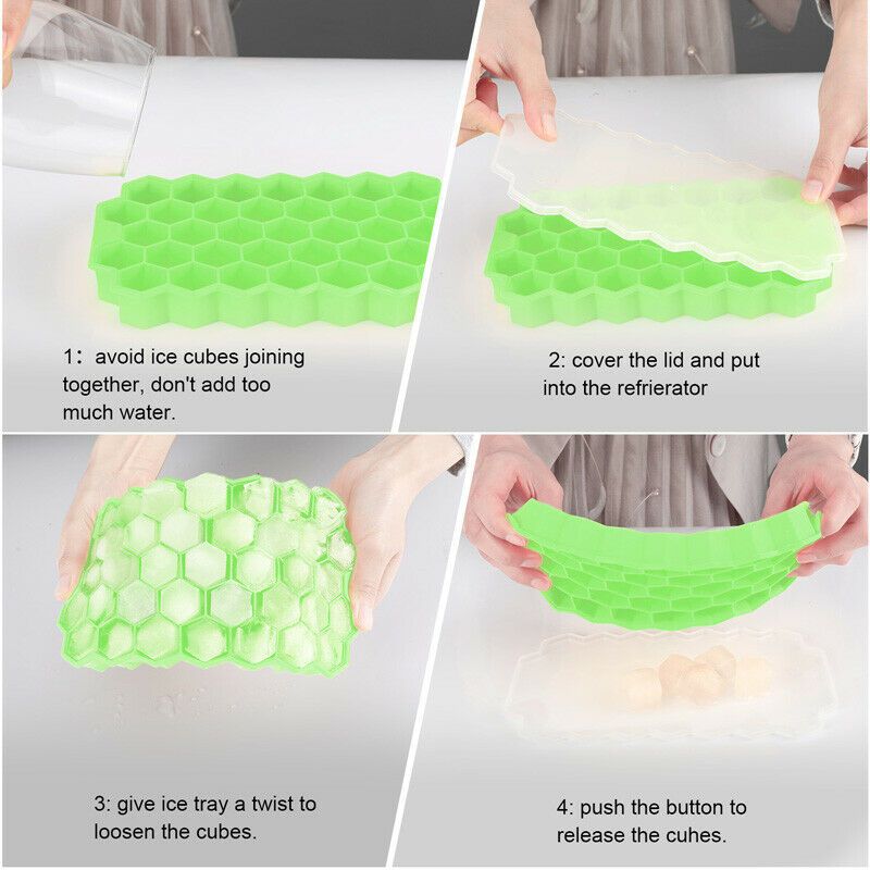 74 Case Silicone Ice Cube Tray With Lids 2-Pack