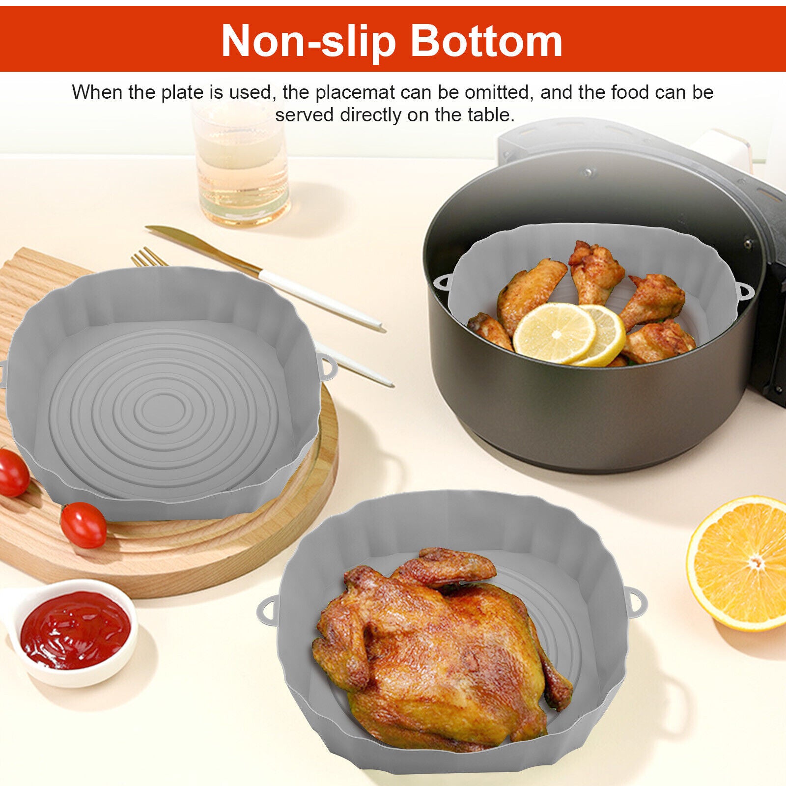 2-Pack Air Fryer Silicone Liners – Reusable Nonstick Oven Safe Basket Inserts