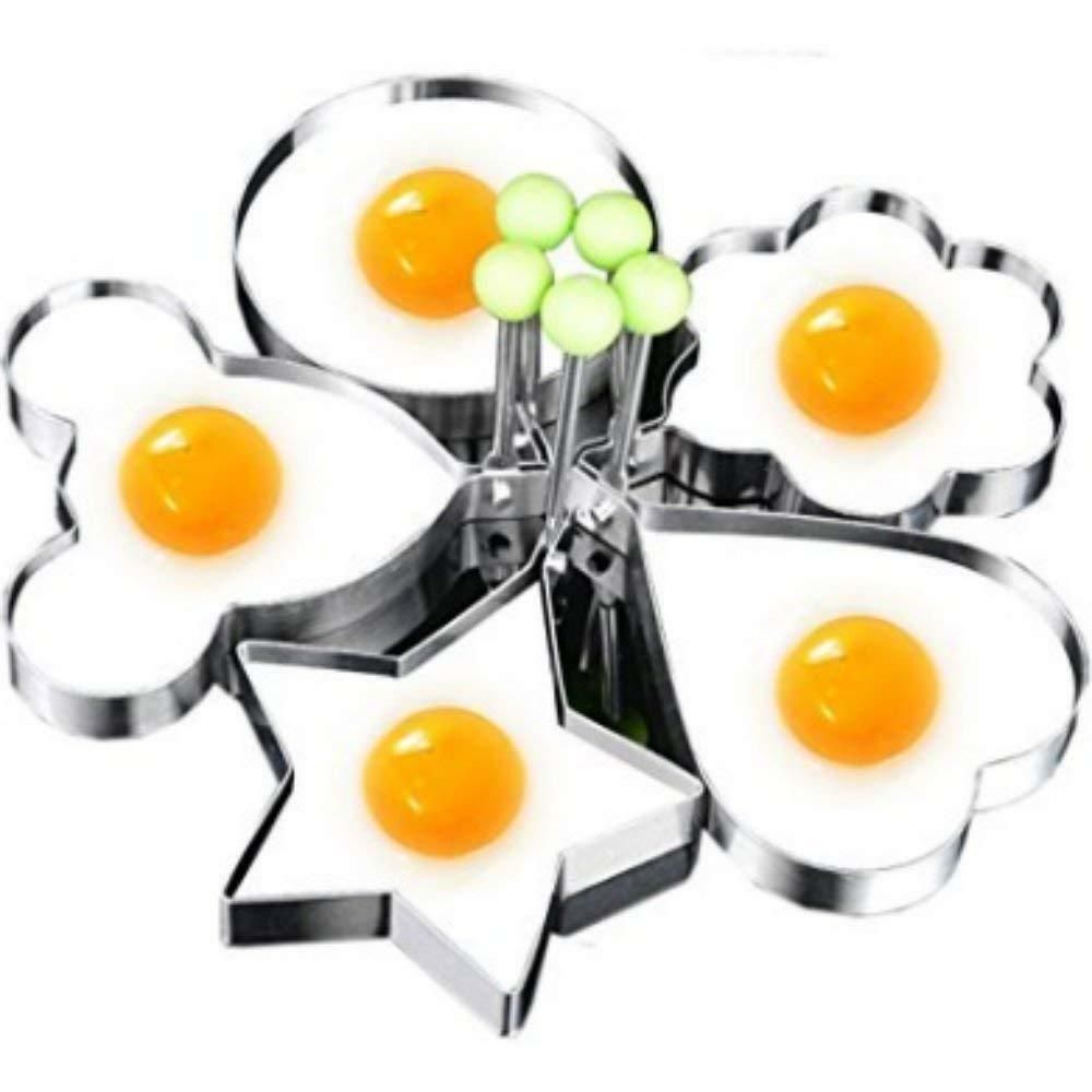 5-Piece Nonstick Egg Ring Mold Set – Stainless Steel Pancake & Breakfast Sandwich Cooker