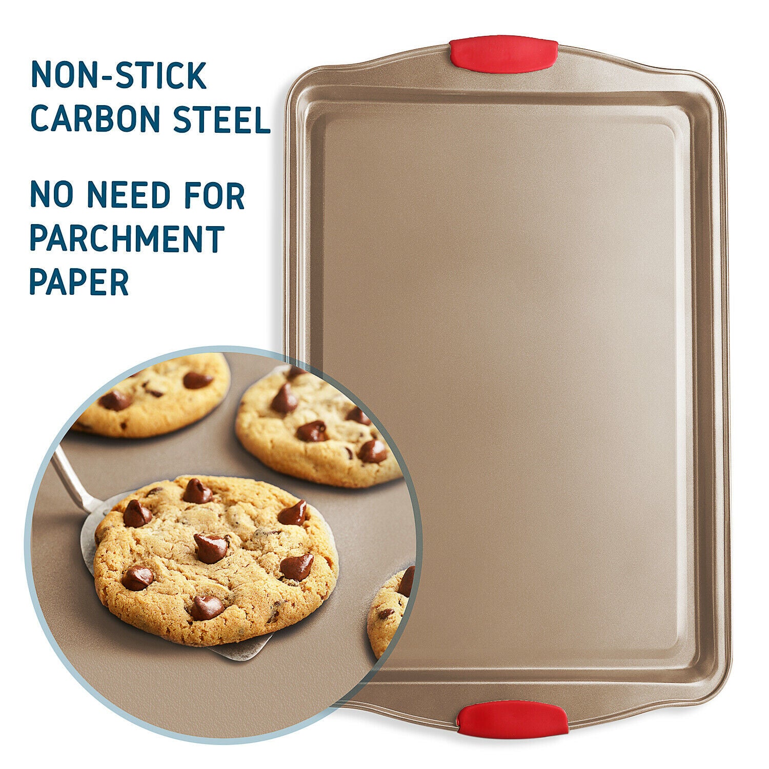 6-Piece Nonstick Baking Sheet Pan Set – Cookie Sheets with Silicone Brushes & Spatula