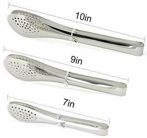 3 Piece Stainless Steel, Heavy Duty, Salad, BBQ, Serving Food Tongs