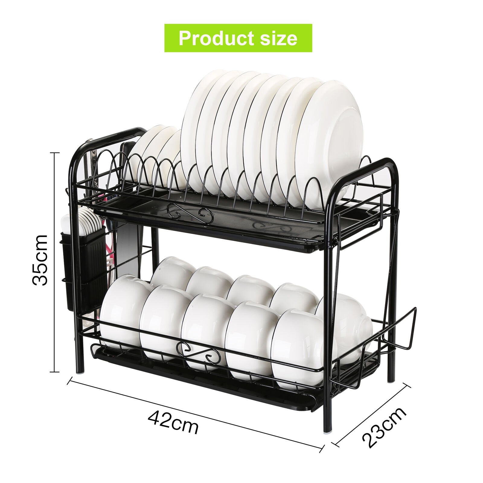 Steel 2 Tier Dish Drying Rack For Storage & Organizing
