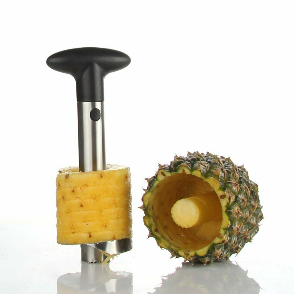 All In One Stainless Steel Pineapple Corer, Slicer, Peeler for Diced Fruit Rings.