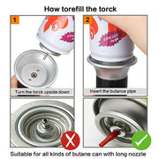 Refillable Butane Kitchen Torch Lighter, Fit All Butane Tanks Blow Torch with Safety Lock and Adjustable Flame for Desserts.