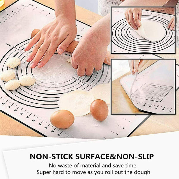 2 Pack Silicone, Non Slip, Measurement Pastry Mat