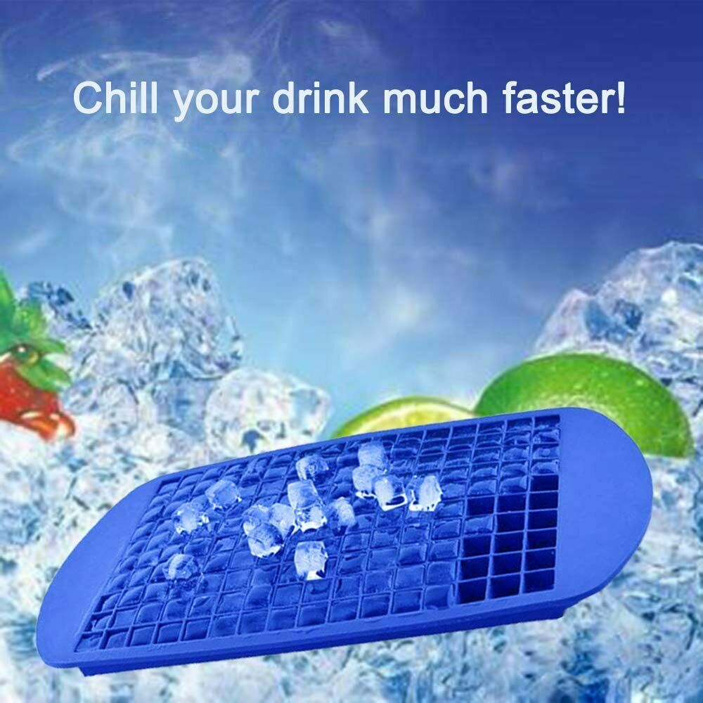 2 Mini Ice Cube Mold Trays- 160 2-Pack Mini Ice Cube Trays – 160 Grid Silicone Ice Mold for Crushed Ice & Cocktails