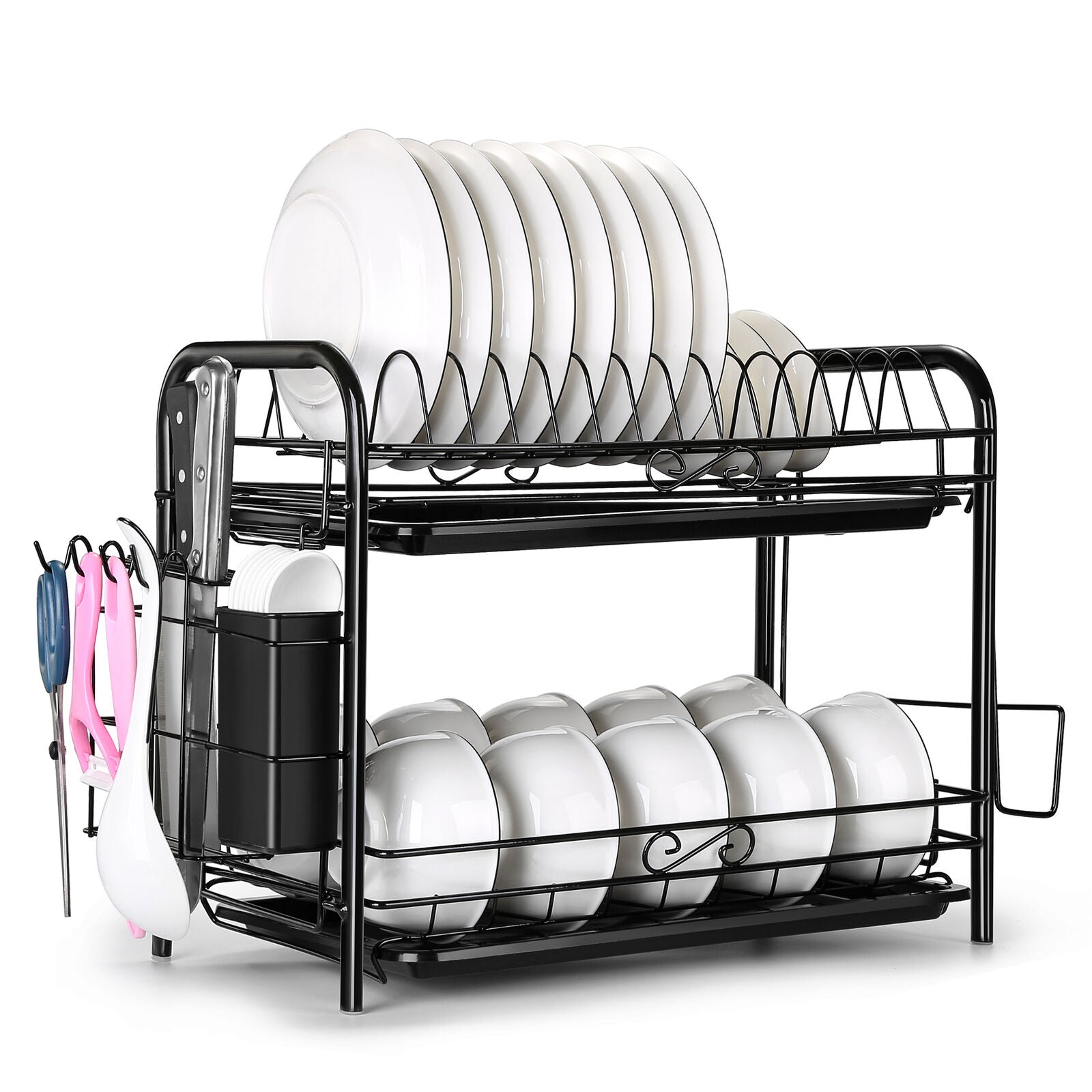 Steel 2 Tier Dish Drying Rack For Storage & Organizing