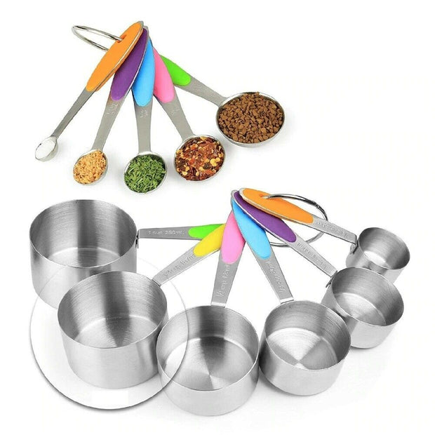 10PCS Stainless Steel Measuring Cups and Spoons Set