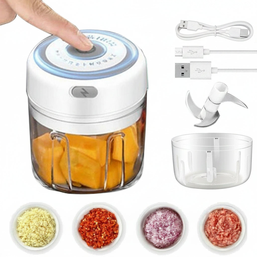 Electric Mini Food Chopper & Garlic Mincer – USB Rechargeable Vegetable Onion Meat Grinder