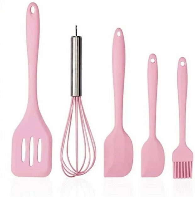 5 Pcs Non Stick Silicone, Heat Resistant, Baking, Kitchen Tools Spatula Set