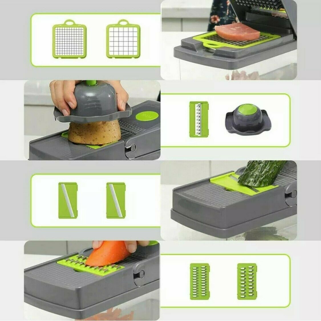 15-In-1 Vegetable Fruit Chopper, Cutter, Veggie Dicer Slicer 15-in-1 Vegetable Chopper & Mandoline Slicer – Onion Dicer Cutter with Container Container