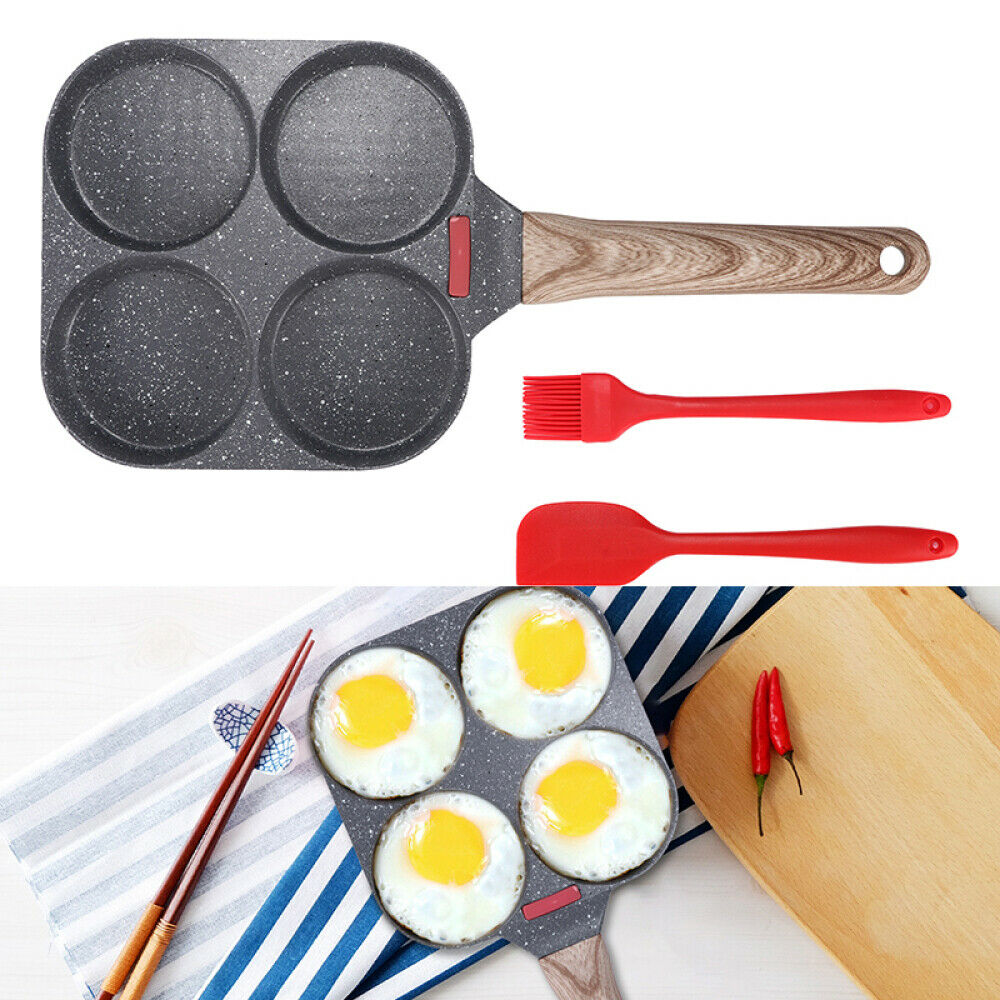 4-hole Non-stick Frying Pot Aluminum Omelet Pan For Burger Eggs